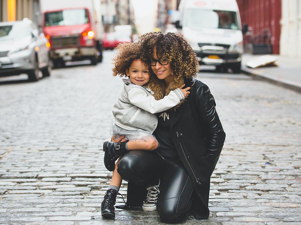 A mother and daughter happily together in Seattle.